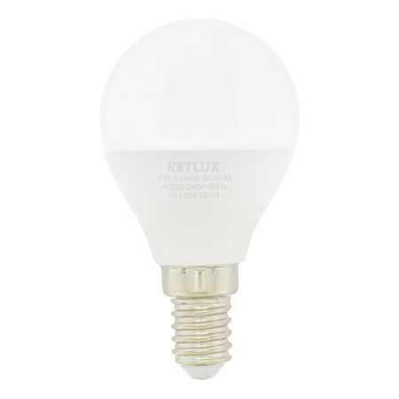 Žiarovka LED E14 7W miniGLOBE biela teplá RETLUX RLL 301