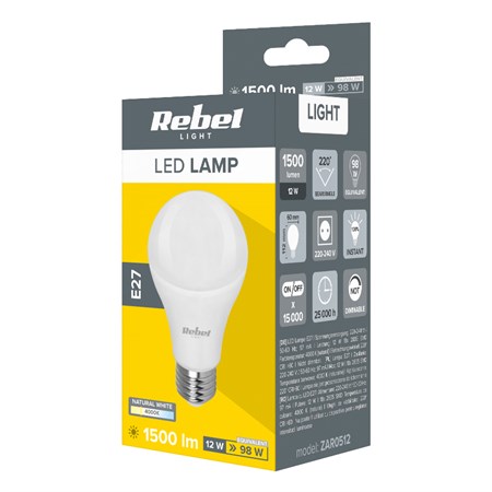 LED bulb E27 12W A60 REBEL white natural ZAR0512