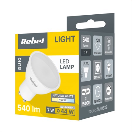 LED bulb GU10 7W REBEL white natural ZAR0532