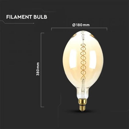 Žiarovka Filament LED E27 8W BF180 biela teplá V-TAC VT-2168D Amber Dimmable