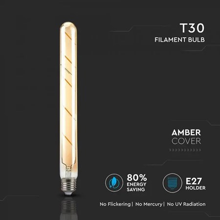 Žárovka Filament LED E27 5W T30 bílá teplá V-TAC VT-2005 Amber.