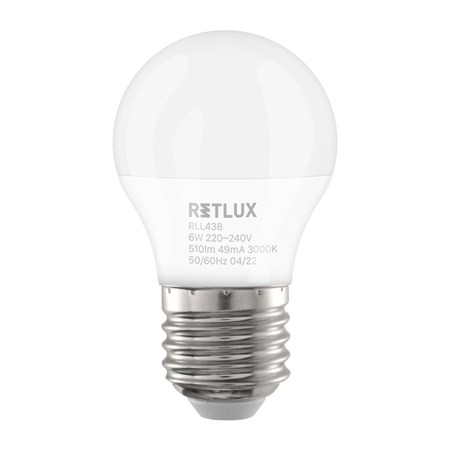 LED bulb E27 6W G45 warm white RETLUX RLL 438