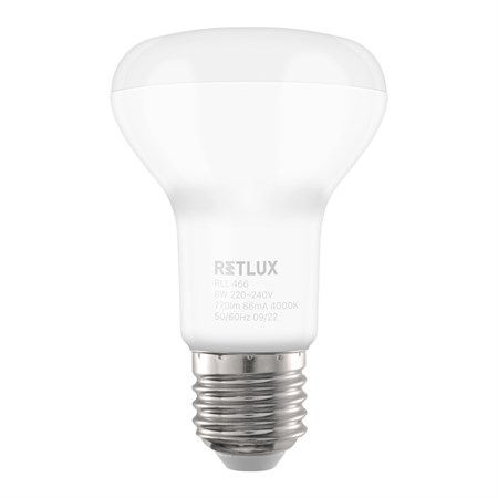Žiarovka LED E27 8W R63 SPOT biela studená RETLUX RLL 466