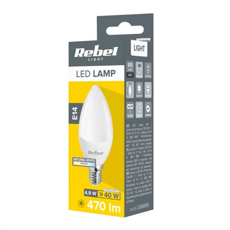 Žiarovka LED E14 5W REBEL biela prírodná ZAR0559