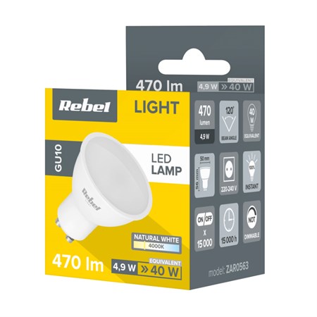 Žiarovka LED GU10 5W REBEL biela prírodná ZAR0563