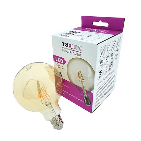 Žárovka Filament LED E27 4W bílá teplá TRIXLINE G125 Gold