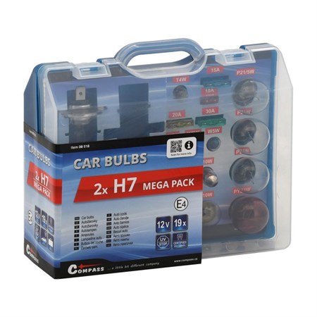 Set of car bulbs MEGA H7+H7+fuses COMPASS 08518