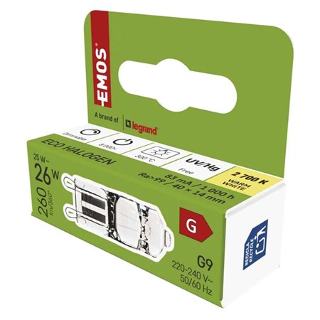Halogen bulb JC G9 25W EMOS ZE0304