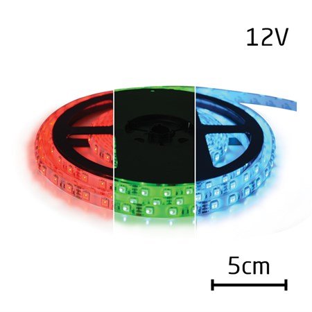 LED pásek 12V 5050  60LED/m IP44 max. 14.4W/m RGB (1ks=5cm) zalitý