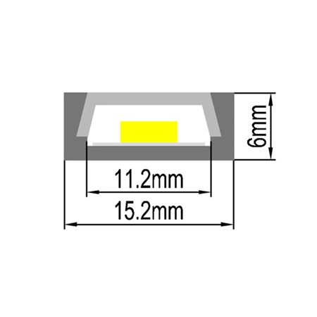 Hliníkový profil AS5 pro LED pásky, k přisazení, s plexi, 1m