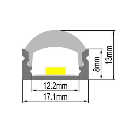 Hliníkový profil AL60 pre LED pásiky, povrchový, s vypuklým difúzorom, 1m