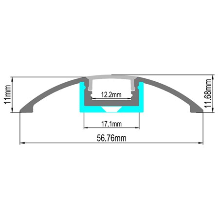 Hliníkový profil AR6 pro LED pásky, k přisazení, s plexi, 2m