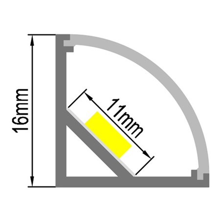 AL profile AC2 for LED strips, corner type, with plexi, 1 m