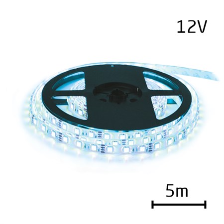 LED pásik 12V 5050  60LED/m IP65 max. 14.4W/m studená biela - ice blue (cievka 5m)