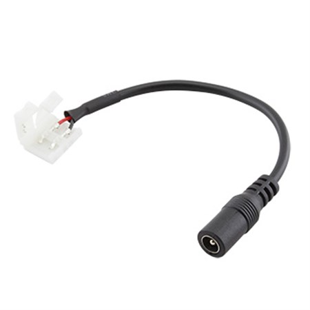 Kábel pre LED pásik napájací 10mm 5050 s konektormi, 2p + DC 5,5x2,1mm zásuvka, 15 cm
