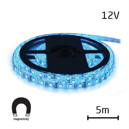 LED pásek 12V 3528  60LED/m IP20 max. 4.8W/m modrá, magnetický (cívka 5m)