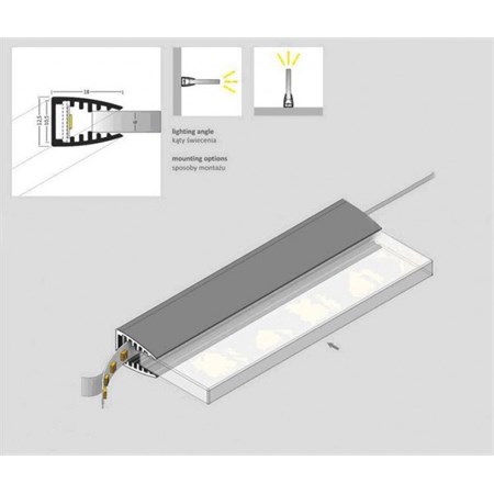 Clips LED on glass cold white 2x 10 cm + adapter
