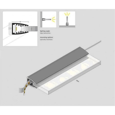 Clips LED on glass cold white 3x 10 cm + adapter