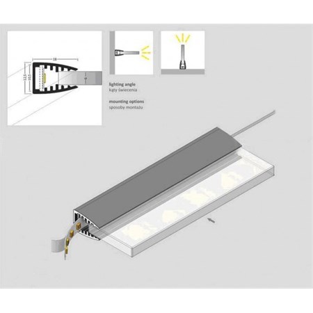 Clips LED on glass cold white 4x 10 cm + adapter