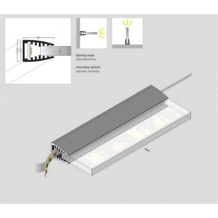 Clips LED on glass cold white 5x 10 cm + adapter