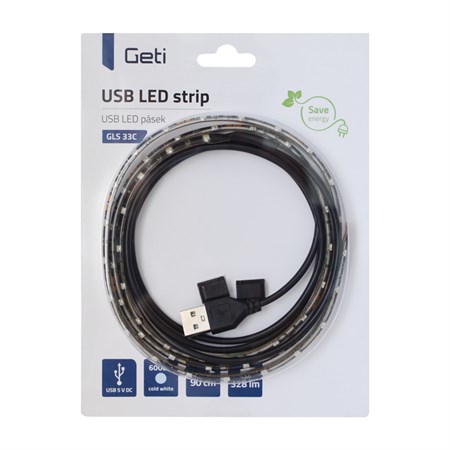 LED strip with USB GETI GLS33C, 90 cm, cold white