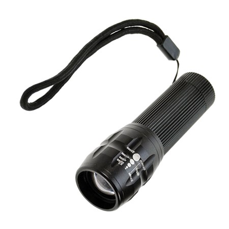 LED Flashlight (1W) metal (3xAAA) focus, black WL08