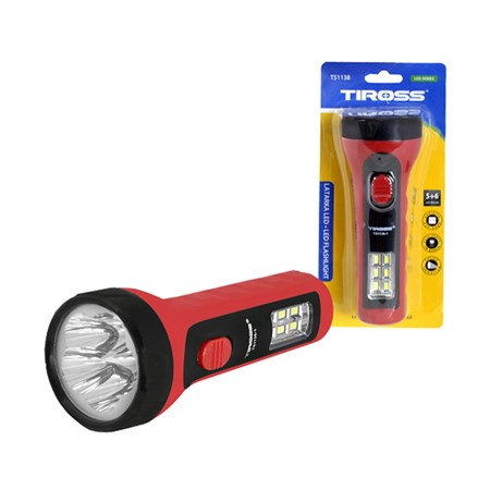 Lamp hand TIROSS TS-1138, 5+6 LED, 500 mAh rechargeable red