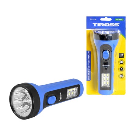 Svietidlo ručné TIROSS TS-1138, 5+6 LED, 500 mAh nabíjacie modrá