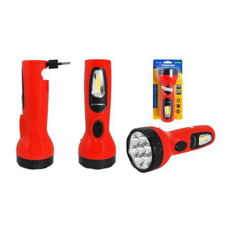 Lamp hand TIROSS TS-1169, 1+7 LED, 700 mAh rechargeable RED