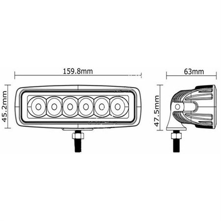 Light for working machines LED T759, 10-30V/18W