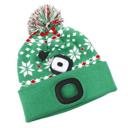 Cap with headlamp TES green rechargeable
