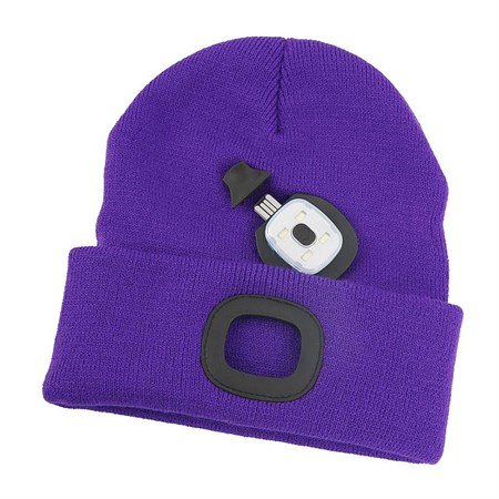 Cap with headlamp TES purple size L rechargeable