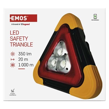 LED warning triangle, rechargeable, COB LED+red LED EMOS P45010