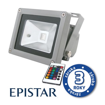 LED venkovní reflektor 10W RGB  EPISTAR, MCOB, AC 230V, šedý