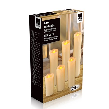ARTI CASA wax LED candles, 6pcs natural