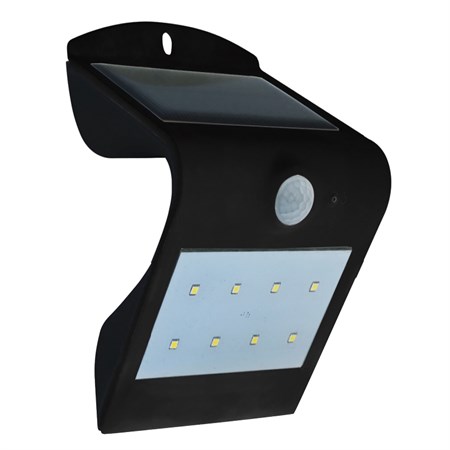 LED solární svítidlo s čidlem, 1,5W, IP65, černá