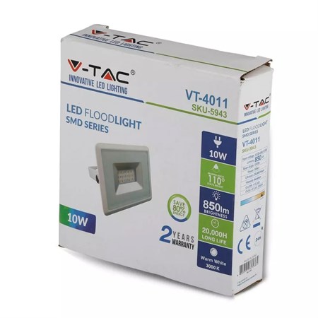 LED reflektor V-TAC VT-4011 10W bílá