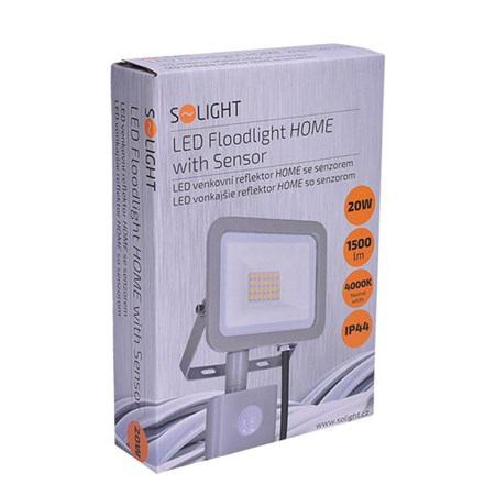 LED reflektor SOLIGHT WM-20WS-M Home 20W PIR