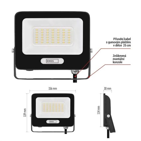 LED spotlight EMOS ZS2234B Glaro 30W