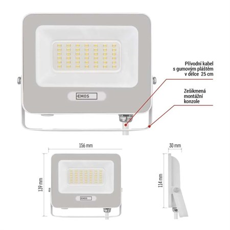 LED spotlight EMOS ZS2234W Glaro 30W