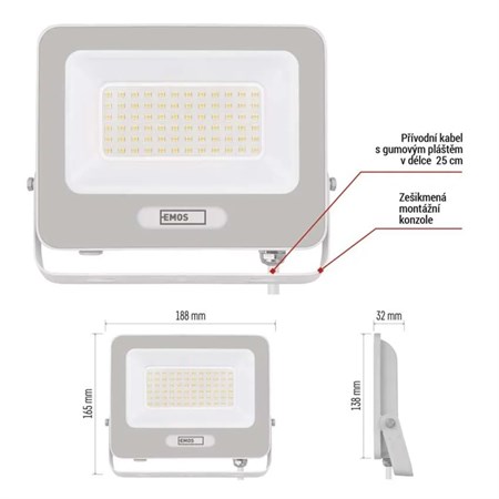 LED spotlight EMOS ZS2244W Glaro 50W