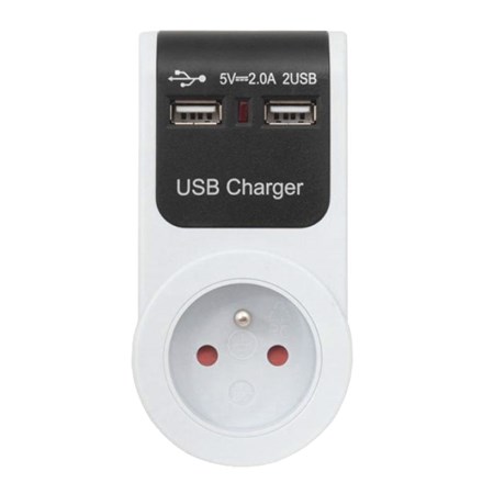 Adaptér   USB 230V/5V (2xUSB průchozí)