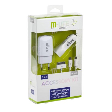 USB nabíjecí sada M-LIFE 3v1 (iPhone, microUSB, miniUSB)