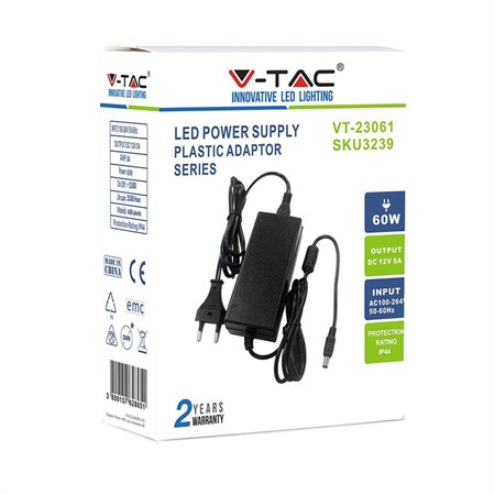 Power adapter 12V 5000mA V-TAC VT-23061