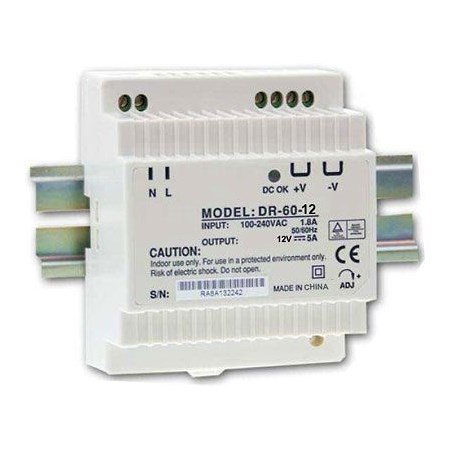 Power supply 12V/60W switched DR-60 to DIN rail JYINS
