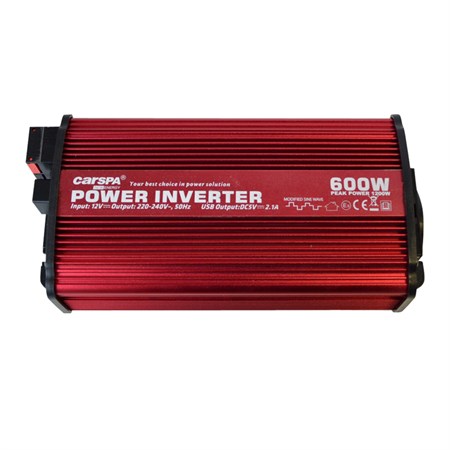 Power inverter CARSPA CAR600 12V/230V 600W USB
