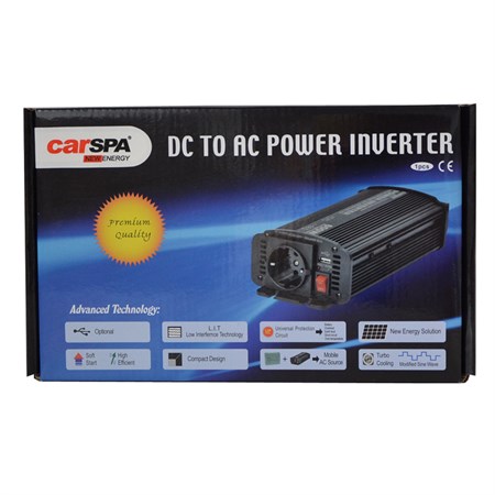 Power inverter CARSPA CAR600 12V/230V 600W USB