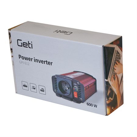 Power inverter GETI GPI 612 12V/230V 600W USB