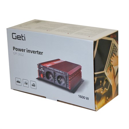 Power inverter GETI GPI 1612 12V/230V 1600W USB