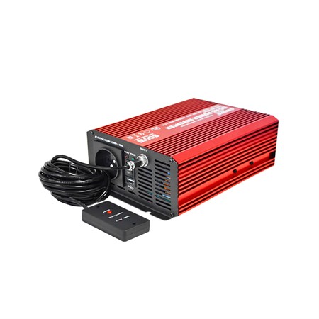 Power inverter CARSPA P600 12V/230V 600W pure sine wave with remote control